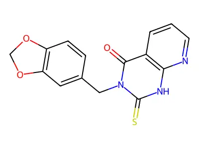 3-(1,3-benzodioxol-5-ylmethyl)-2-sulfanylidene-1H-pyrido[2,3-d]pyrimidin-4-one structure