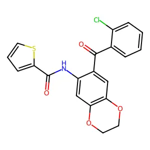 N-[7-(2-chlorobenzoyl)-2,3-dihydro-1,4-benzodioxin-6-yl]thiophene-2-carboxamide structure
