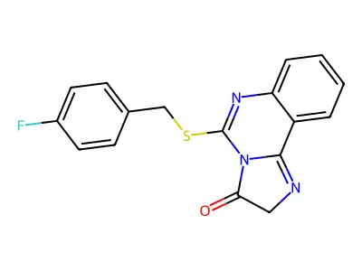 5-((4-fluorobenzyl)thio)imidazo[1,2-c]quinazolin-3(2H)-one structure