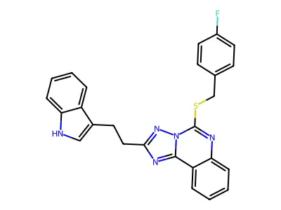 3-[2-(5-{[(4-fluorophenyl)methyl]sulfanyl}-[1,2,4]triazolo[1,5-c]quinazolin-2-yl)ethyl]-1H-indole structure