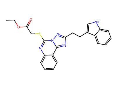 ethyl 2-[[2-[2-(1H-indol-3-yl)ethyl]-[1,2,4]triazolo[1,5-c]quinazolin-5-yl]sulfanyl]acetate structure