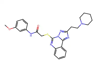 N-(3-methoxyphenyl)-2-({2-[2-(piperidin-1-yl)ethyl]-[1,2,4]triazolo[1,5-c]quinazolin-5-yl}sulfanyl)acetamide structure
