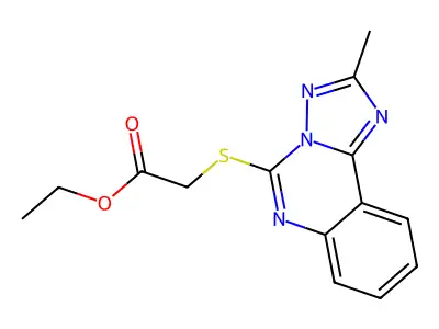 (2-Methyl-[1,2,4]triazolo[1,5-c]quinazolin-5-ylsulfanyl)-acetic acid ethyl ester structure