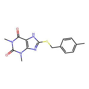 1,3-dimethyl-8-((4-methylbenzyl)thio)-1H-purine-2,6(3H,7H)-dione structure