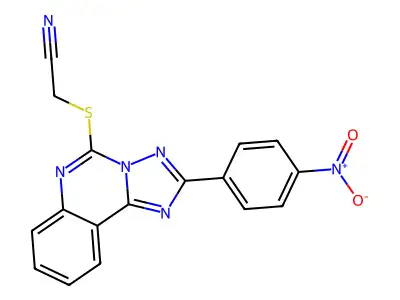 2-{[2-(4-nitrophenyl)-[1,2,4]triazolo[1,5-c]quinazolin-5-yl]sulfanyl}acetonitrile structure