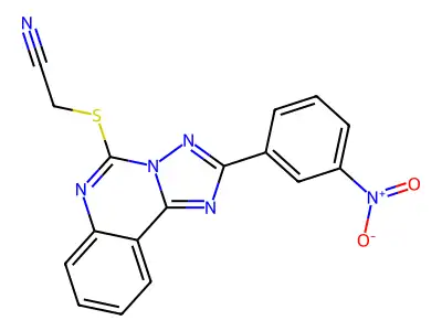2-[[2-(3-nitrophenyl)-[1,2,4]triazolo[1,5-c]quinazolin-5-yl]sulfanyl]acetonitrile structure