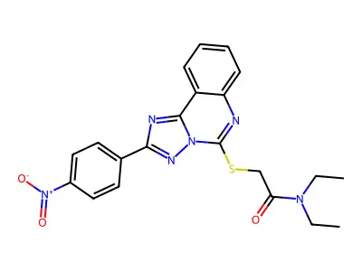 N,N-diethyl-2-{[2-(4-nitrophenyl)-[1,2,4]triazolo[1,5-c]quinazolin-5-yl]sulfanyl}acetamide structure