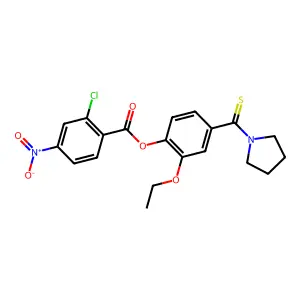 2-Ethoxy-4-(pyrrolidin-1-ylcarbonothioyl)phenyl 2-chloro-4-nitrobenzoate structure