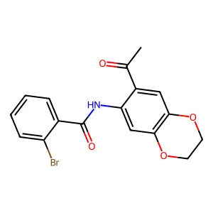 N-(7-acetyl-2,3-dihydro-1,4-benzodioxin-6-yl)-2-bromobenzamide structure