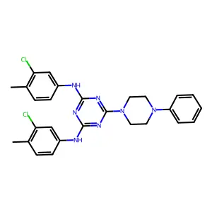 N2,N4-BIS(3-CHLORO-4-METHYLPHENYL)-6-(4-PHENYLPIPERAZIN-1-YL)-1,3,5-TRIAZINE-2,4-DIAMINE structure