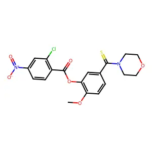 2-Methoxy-5-(morpholin-4-ylcarbonothioyl)phenyl 2-chloro-4-nitrobenzoate structure