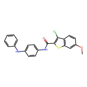 N-(4-anilinophenyl)-3-chloro-6-methoxy-1-benzothiophene-2-carboxamide structure