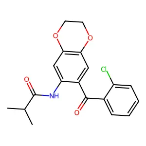 N-[7-(2-chlorobenzoyl)-2,3-dihydro-1,4-benzodioxin-6-yl]-2-methylpropanamide structure