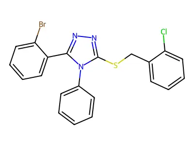3-(2-Bromophenyl)-5-((2-chlorobenzyl)thio)-4-phenyl-4H-1,2,4-triazole structure
