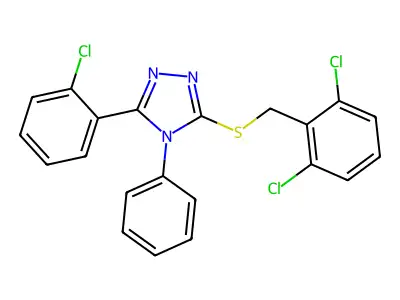3-(2-Chlorophenyl)-5-((2,6-dichlorobenzyl)thio)-4-phenyl-4H-1,2,4-triazole structure