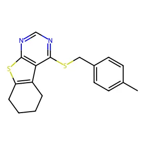 4-[(4-Methylbenzyl)sulfanyl]-5,6,7,8-tetrahydro[1]benzothieno[2,3-d]pyrimidine structure