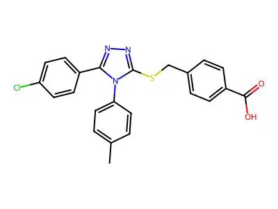 4-(((5-(4-CL-PH)-4-(4-Methylphenyl)-4H-1,2,4-triazol-3-YL)thio)ME)benzoic acid structure