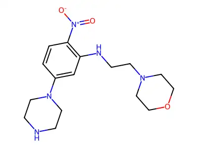 N-[2-(morpholin-4-yl)ethyl]-2-nitro-5-(piperazin-1-yl)aniline structure