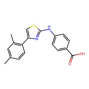 4-{[4-(2,4-Dimethylphenyl)-1,3-thiazol-2-yl]amino}benzoic acid structure