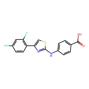 4-{[4-(2,4-Difluorophenyl)-1,3-thiazol-2-yl]amino}benzoic acid structure