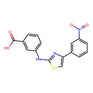 3-((4-(3-Nitrophenyl)thiazol-2-yl)amino)benzoic acid structure