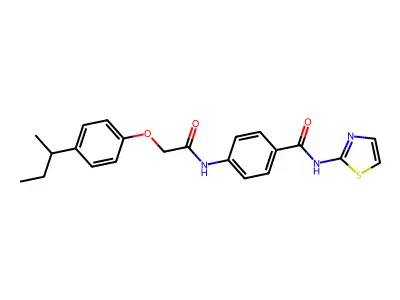 4-({[4-(butan-2-yl)phenoxy]acetyl}amino)-N-(1,3-thiazol-2-yl)benzamide structure