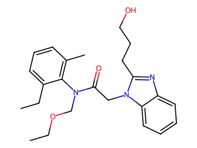N-(ethoxymethyl)-N-(2-ethyl-6-methylphenyl)-2-[2-(3-hydroxypropyl)-1H-benzimidazol-1-yl]acetamide structure