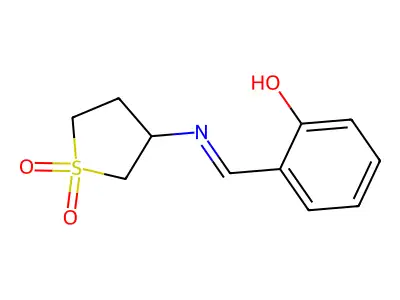 2-{(E)-[(1,1-dioxidotetrahydrothiophen-3-yl)imino]methyl}phenol structure