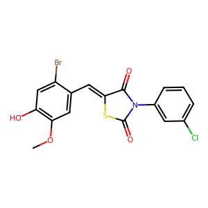 5-(2-bromo-4-hydroxy-5-methoxybenzylidene)-3-(3-chlorophenyl)-1,3-thiazolidine-2,4-dione structure