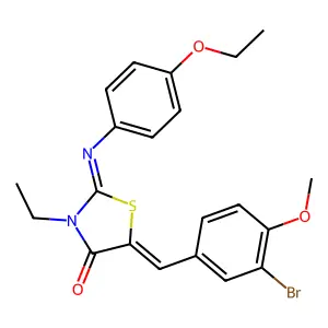 5-(3-bromo-4-methoxybenzylidene)-2-[(4-ethoxyphenyl)imino]-3-ethyl-1,3-thiazolidin-4-one structure