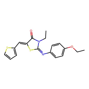 2-[(4-Ethoxyphenyl)imino]-3-ethyl-5-(2-thienylmethylene)-1,3-thiazolidin-4-one structure
