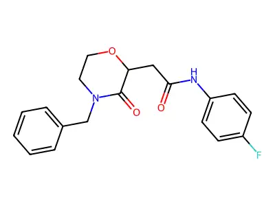 2-(4-benzyl-3-oxomorpholin-2-yl)-N-(4-fluorophenyl)acetamide structure