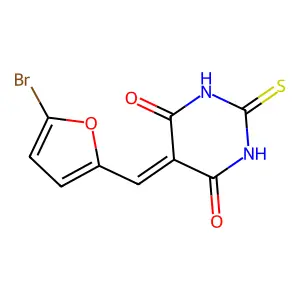 5-[(5-Bromofuran-2-yl)methylidene]-2-sulfanylidene-1,3-diazinane-4,6-dione structure