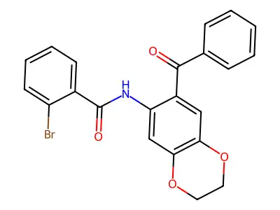 N-(7-benzoyl-2,3-dihydro-1,4-benzodioxin-6-yl)-2-bromobenzamide structure