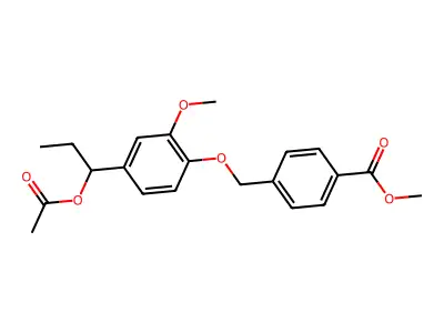 Methyl 4-((4-(1-acetoxypropyl)-2-methoxyphenoxy)methyl)benzoate structure