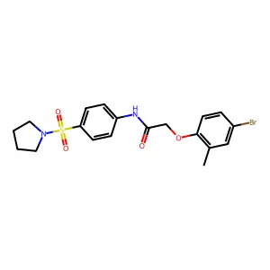 2-(4-bromo-2-methylphenoxy)-N-[4-(pyrrolidin-1-ylsulfonyl)phenyl]acetamide structure