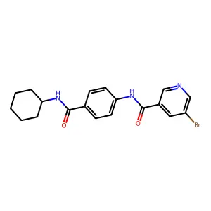 5-bromo-N-[4-(cyclohexylcarbamoyl)phenyl]pyridine-3-carboxamide structure