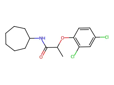 N-cycloheptyl-2-(2,4-dichlorophenoxy)propanamide structure