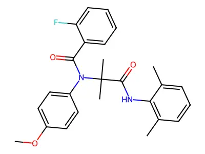 N-{1-[(2,6-dimethylphenyl)amino]-2-methyl-1-oxopropan-2-yl}-2-fluoro-N-(4-methoxyphenyl)benzamide structure