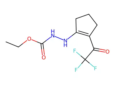 Ethyl 2-[2-(trifluoroacetyl)cyclopent-1-en-1-yl]hydrazinecarboxylate structure