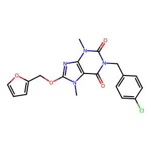 1-[(4-Chlorophenyl)methyl]-8-(furan-2-ylmethoxy)-3,7-dimethylpurine-2,6-dione structure