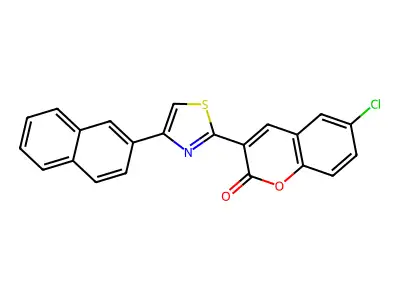 6-chloro-3-[4-(naphthalen-2-yl)-1,3-thiazol-2-yl]-2H-chromen-2-one structure