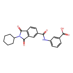 3-[[(2-Cyclohexyl-1,3-dioxo-5-isoindolyl)-oxomethyl]amino]benzoic acid structure