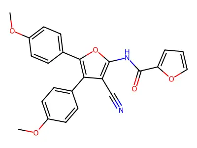 N-[3-cyano-4,5-bis(4-methoxyphenyl)furan-2-yl]furan-2-carboxamide structure
