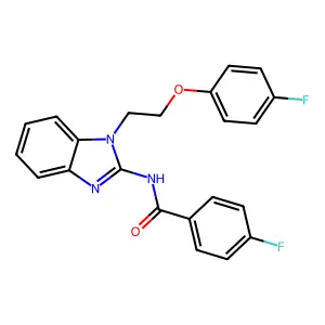 4-fluoro-N-{1-[2-(4-fluorophenoxy)ethyl]-1H-benzimidazol-2-yl}benzamide structure
