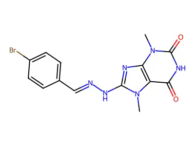 8-(2-(4-Bromobenzylidene)hydrazinyl)-3,7-dimethyl-1H-purine-2,6(3H,7H)-dione structure