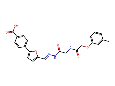 4-(5-((2-((2-(m-Tolyloxy)acetyl)glycyl)hydrazono)methyl)furan-2-yl)benzoic acid structure