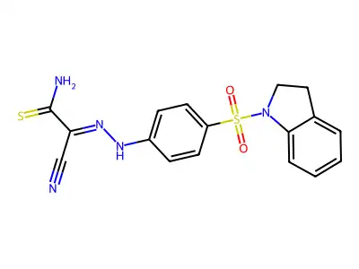 2-cyano-2-{[4-(2,3-dihydro-1H-indol-1-ylsulfonyl)phenyl]hydrazono}ethanethioamide structure