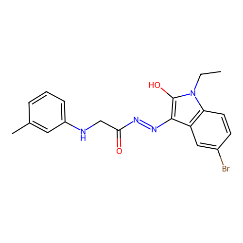 (Z)-N'-(5-bromo-1-ethyl-2-oxoindolin-3-ylidene)-2-(m-tolylamino)acetohydrazide structure