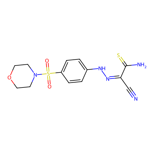 2-cyano-2-{[4-(4-morpholinylsulfonyl)phenyl]hydrazono}ethanethioamide structure